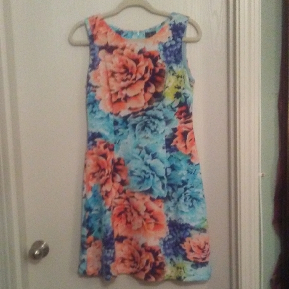 Classic A-frame floral dress fully lined - Picture 1 of 6